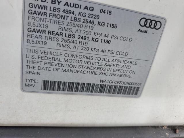 2016 AUDI Q3 PRESTIG WA1GFCFS3GR000551