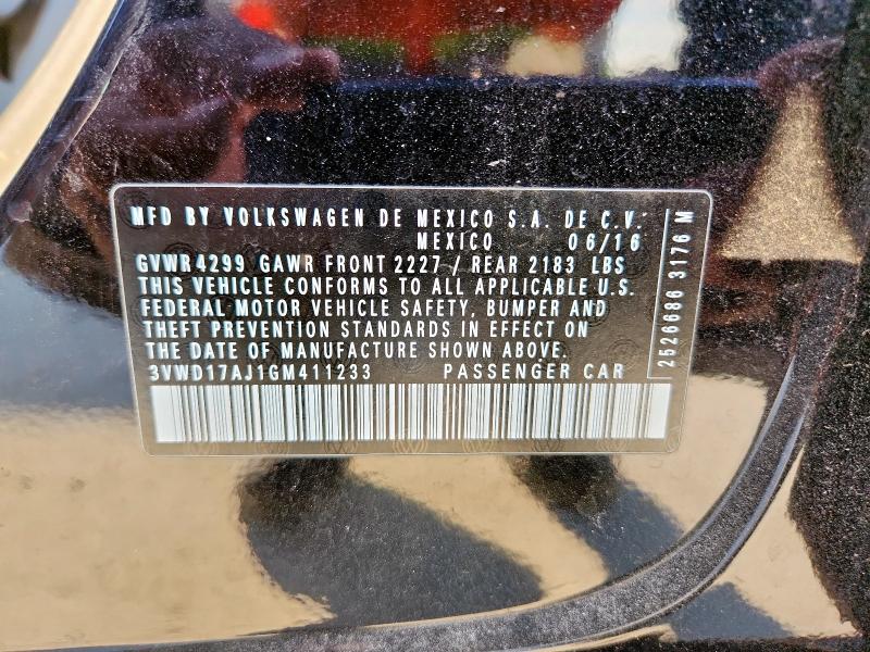 2016 VOLKSWAGEN JETTA SPOR 3VWD17AJ1GM411233