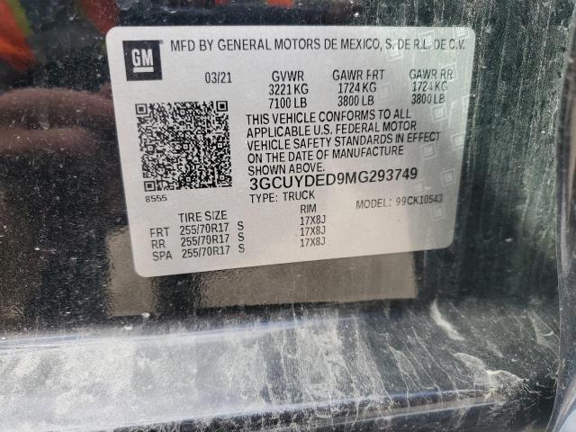 2021 CHEVROLET SILVERADO - 3GCUYDED9MG293749