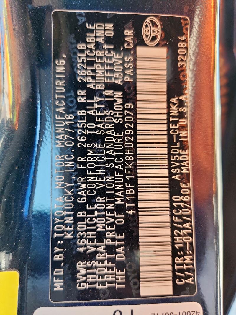 2017 TOYOTA CAMRY LE #3309655862