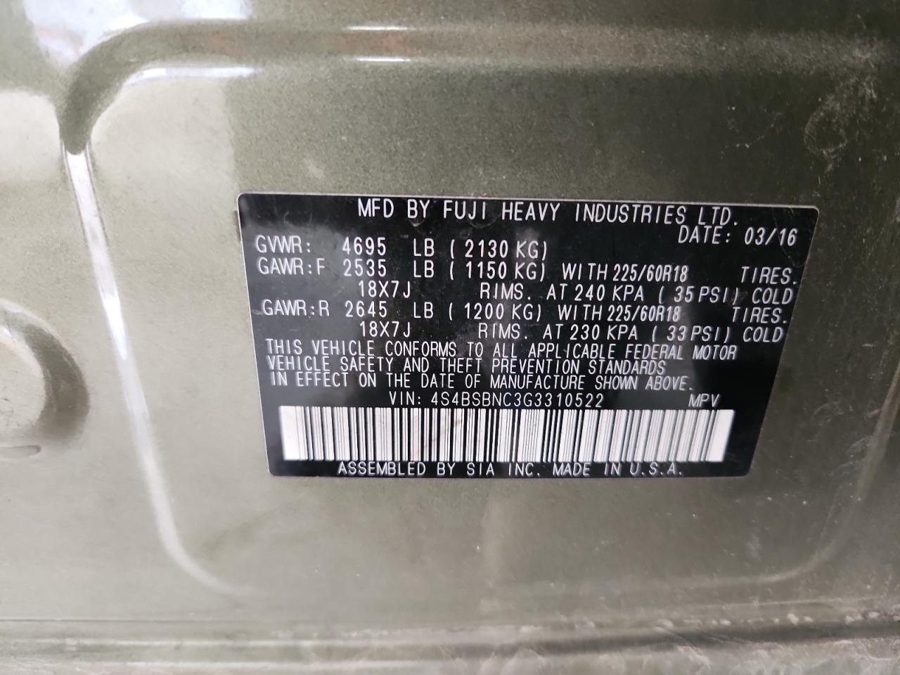 SUBARU OUTBACK 2.5I LIMITED