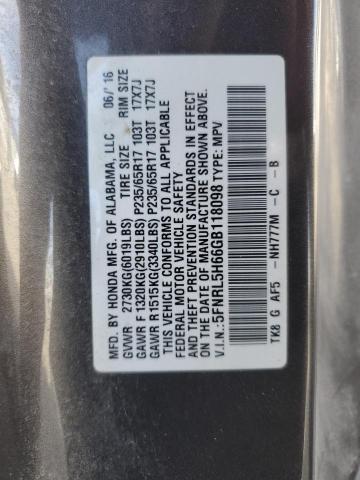 2016 HONDA ODYSSEY EXL #3278674740