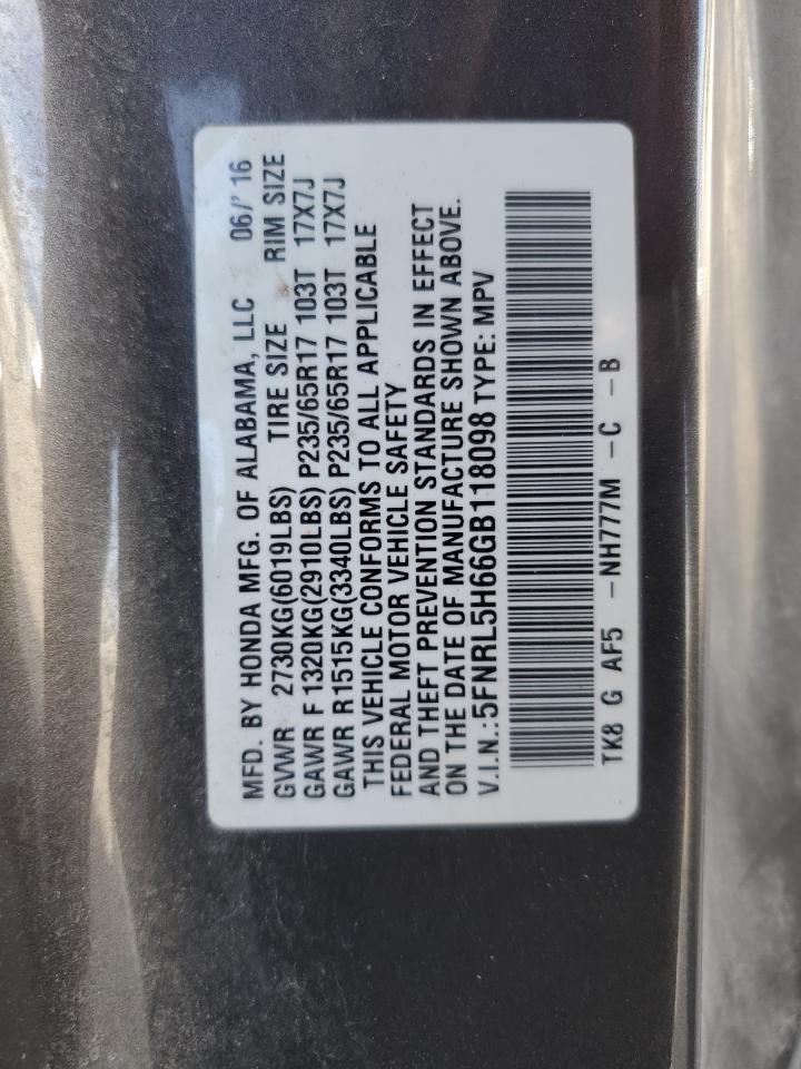 Lot #3278674740 2016 HONDA ODYSSEY EXL