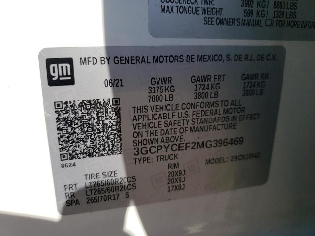 2021 CHEVROLET SILVERADO K1500 TRAIL BOSS CUSTOM 3GCPYCEF2MG396469