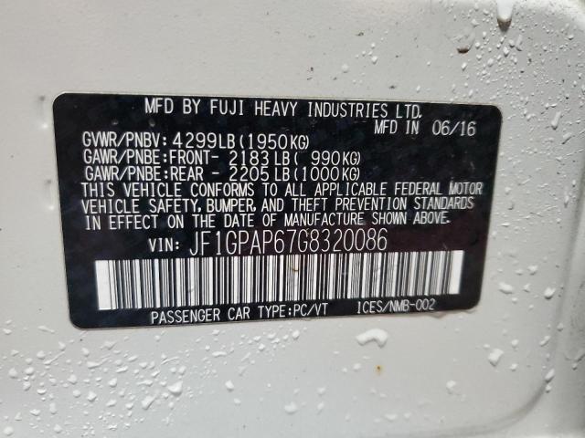 2016 SUBARU IMPREZA SP - JF1GPAP67G8320086