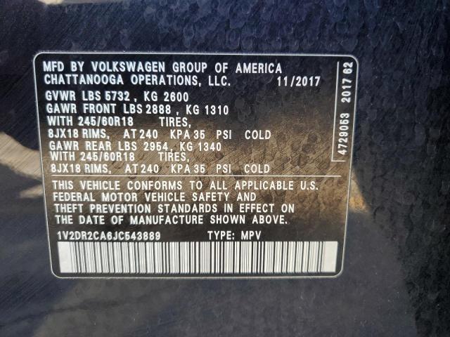 2018 VOLKSWAGEN ATLAS SE 1V2DR2CA6JC543889