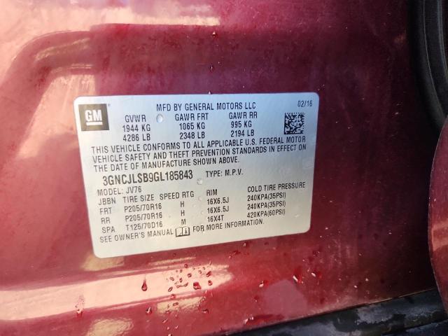 2016 CHEVROLET TRAX 1LT - 3GNCJLSB9GL185843