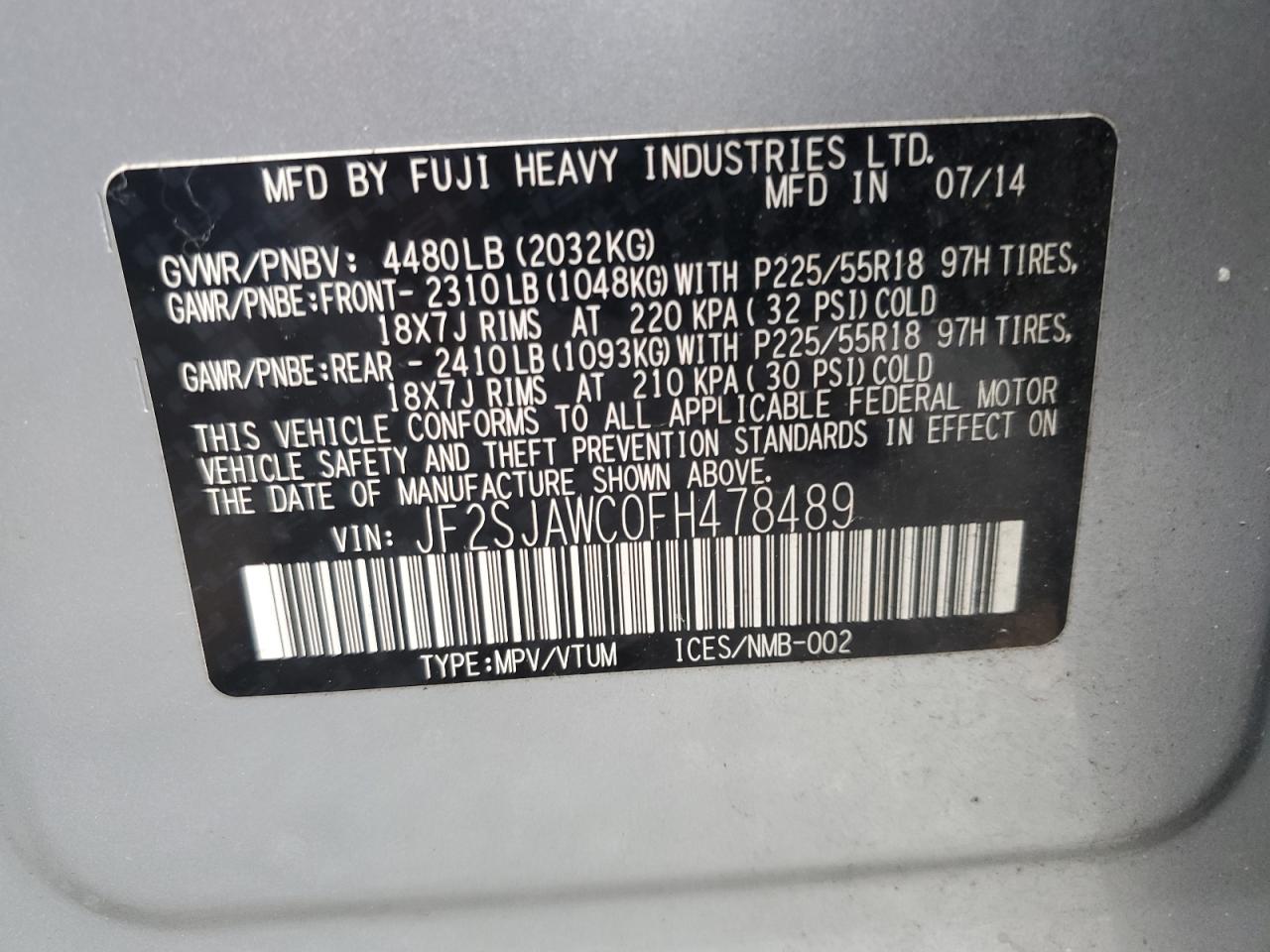 SUBARU FORESTER 2.5I TOURING