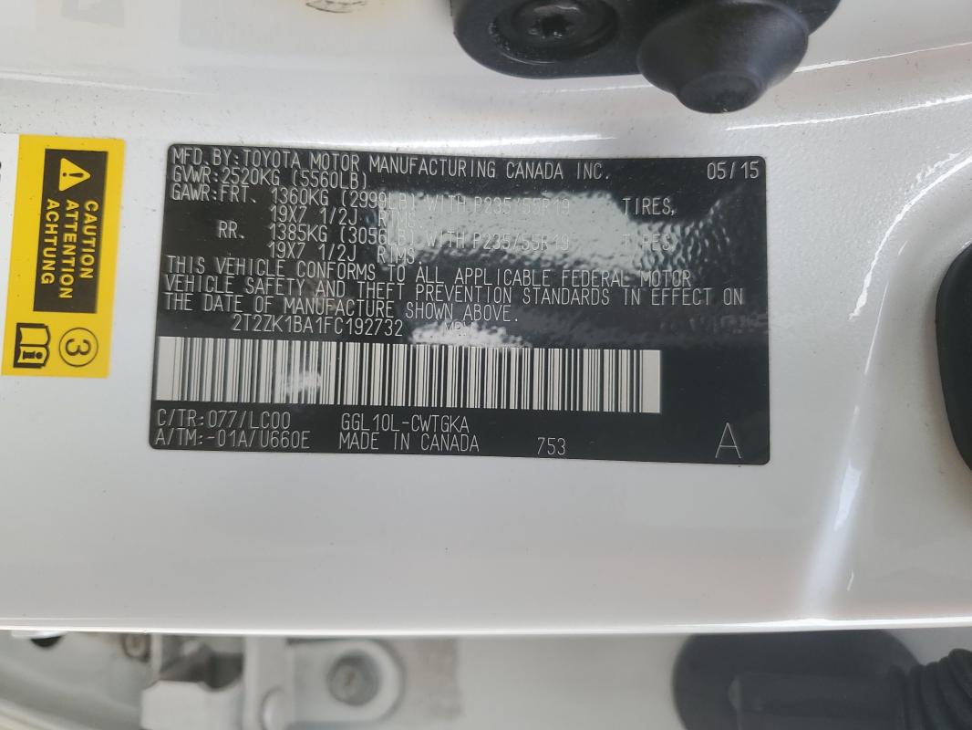 2015 LEXUS RX 350 2T2ZK1BA1FC192732