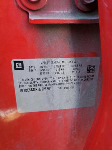 2017 CHEVROLET CRUZE LT 1G1BE5SMXH7228364