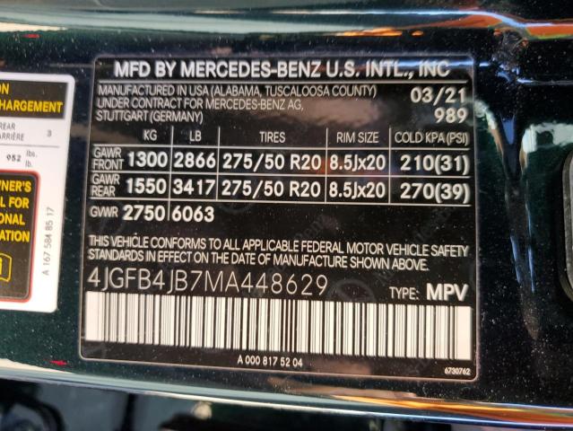 2021 MERCEDES-BENZ GLE 350 - 4JGFB4JB7MA448629