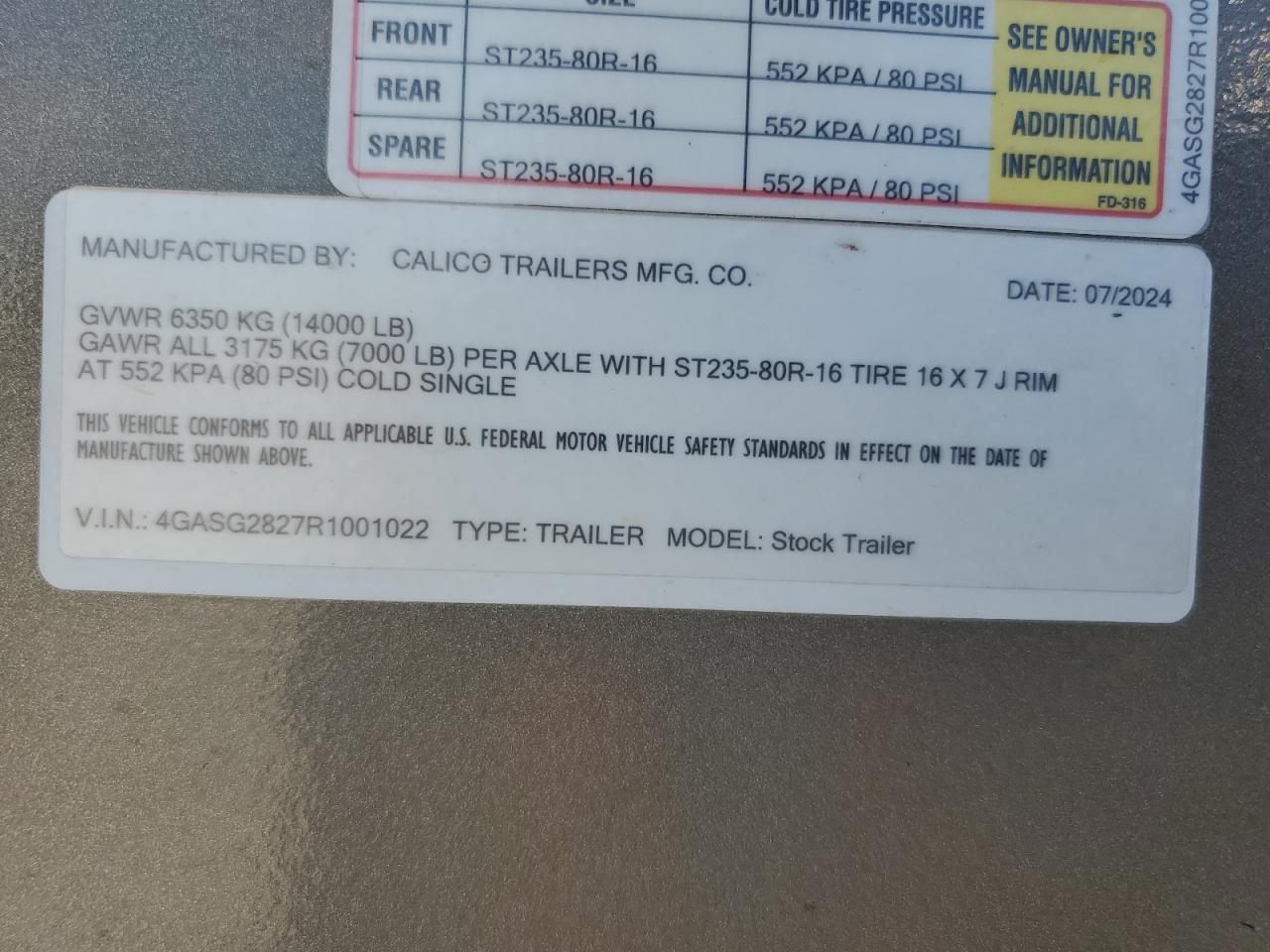 Lot #3291551963 2024 CALICO CATTLE TRA