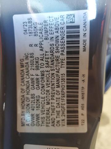 2023 HONDA CIVIC TOUR - 2HGFE1F9XPH313815