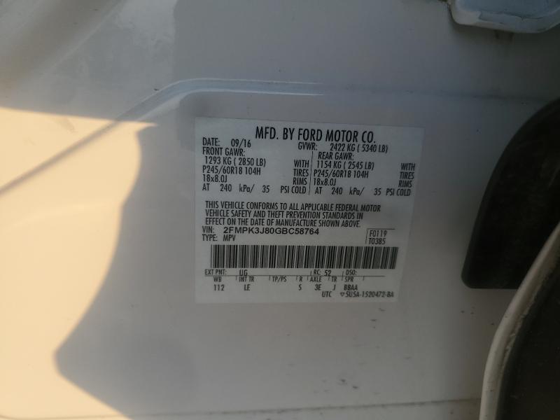 2016 FORD EDGE SEL - 2FMPK3J80GBC58764