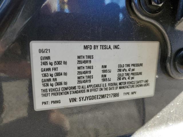 2021 TESLA MODEL Y #3297223378
