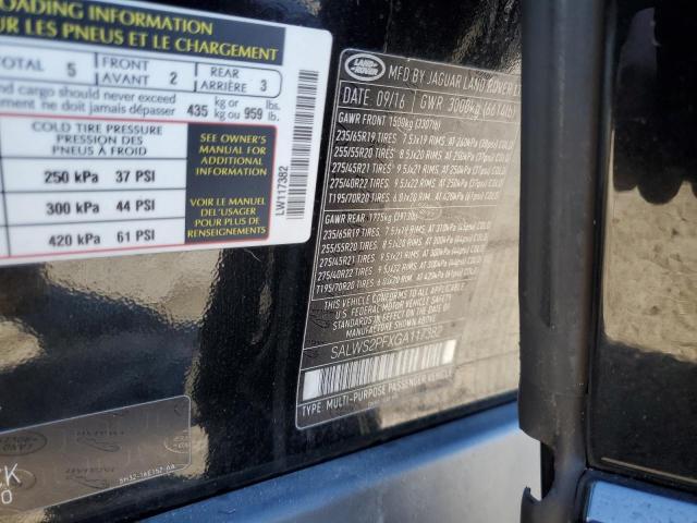 2016 LAND ROVER RANGE ROVE - SALWS2PFXGA117382