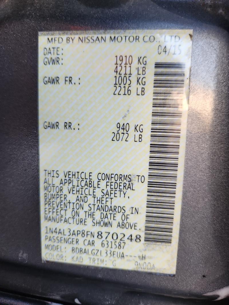 2015 NISSAN ALTIMA 2.5 - 1N4AL3AP8FN870248