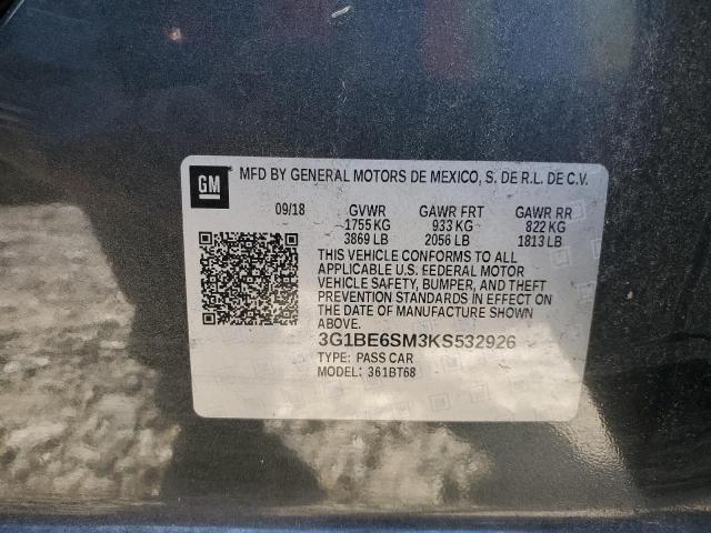 2019 CHEVROLET CRUZE LT - 3G1BE6SM3KS532926