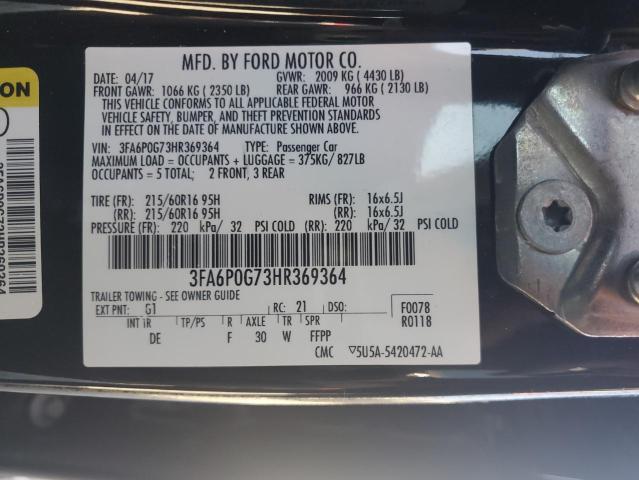 2017 FORD FUSION S - 3FA6P0G73HR369364