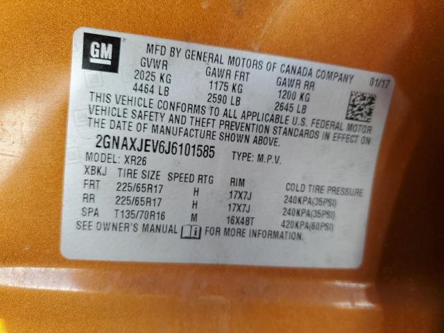 2018 CHEVROLET EQUINOX LT 2GNAXJEV6J6101585