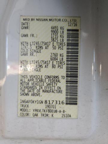 2016 NISSAN NV 2500 S 1N6AF0KY1GN817316