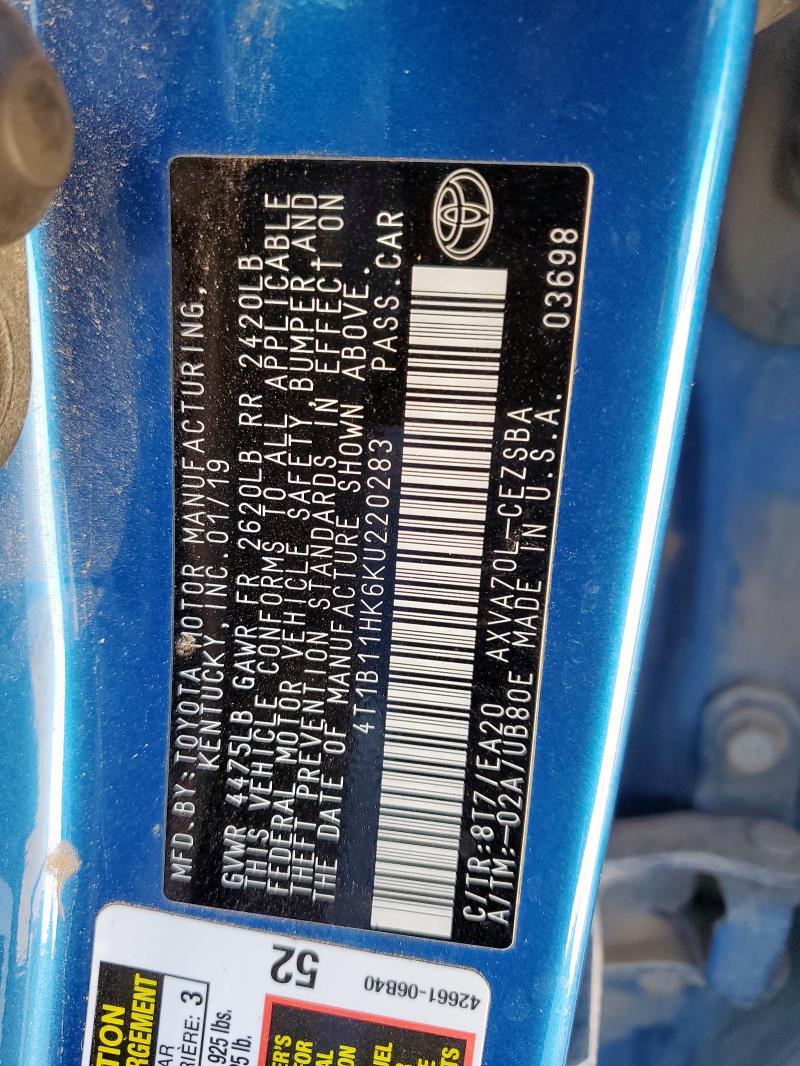 2019 TOYOTA CAMRY L - 4T1B11HK6KU220283