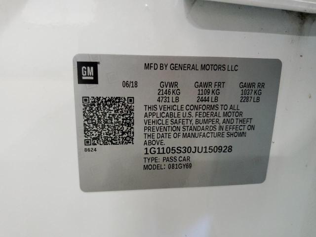 2018 CHEVROLET IMPALA LT 1G1105S30JU150928