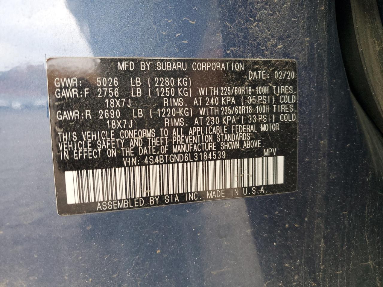 SUBARU OUTBACK LIMITED XT