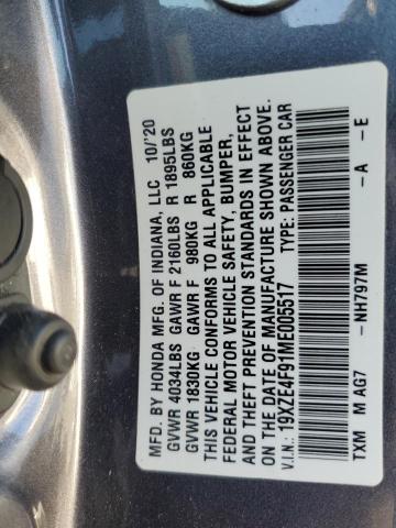 2021 HONDA INSIGHT TO 19XZE4F91ME005517