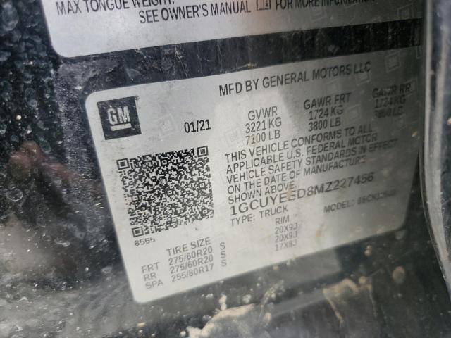 2021 CHEVROLET SILVERADO - 1GCUYEED8MZ227456