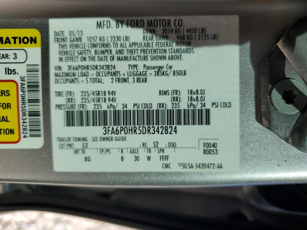 2013 FORD FUSION SE - 3FA6P0HR5DR342824