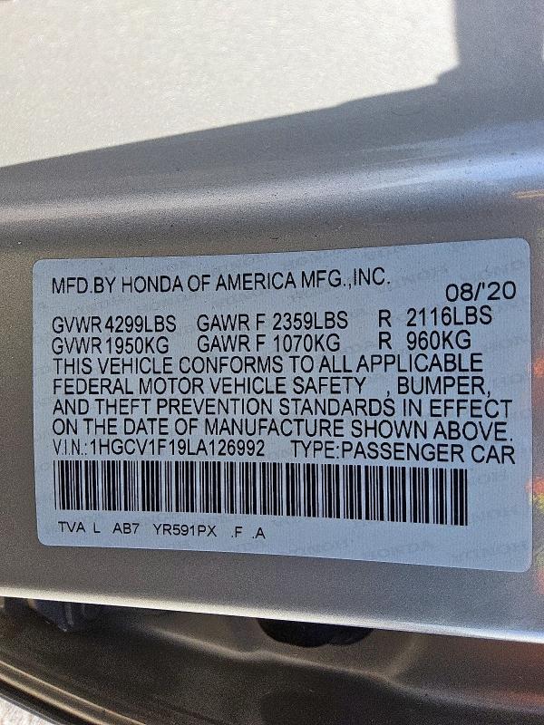 2020 HONDA ACCORD LX - 1HGCV1F19LA126992