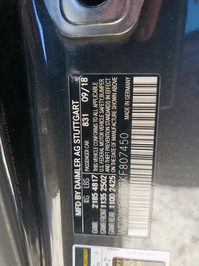 2019 MERCEDES-BENZ C 43 AMG WDDWJ6EB7KF807450