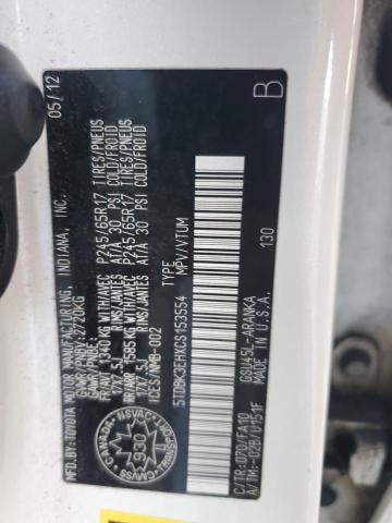 2012 TOYOTA HIGHLANDER - 5TDBK3EHXCS153554