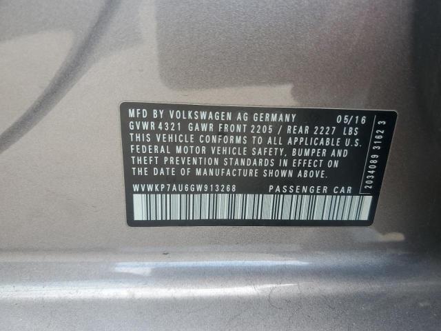 2016 VOLKSWAGEN E-GOLF SE WVWKP7AU6GW913268