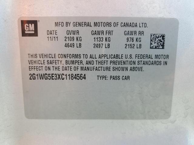 2012 CHEVROLET IMPALA LT - 2G1WG5E3XC1184564