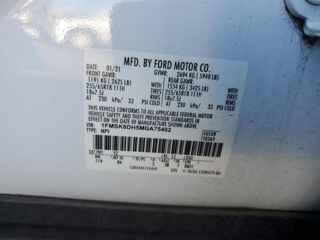 2021 FORD EXPLORER X - 1FMSK8DH5MGA75402