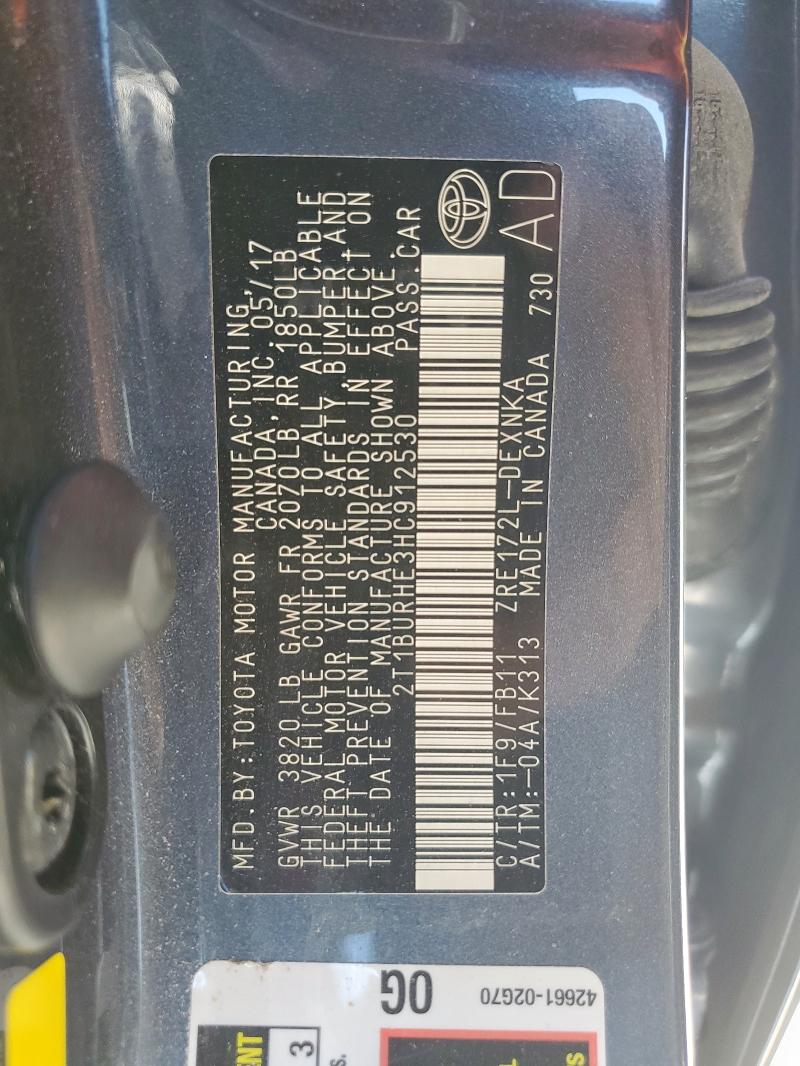 2017 TOYOTA COROLLA L #3284244338