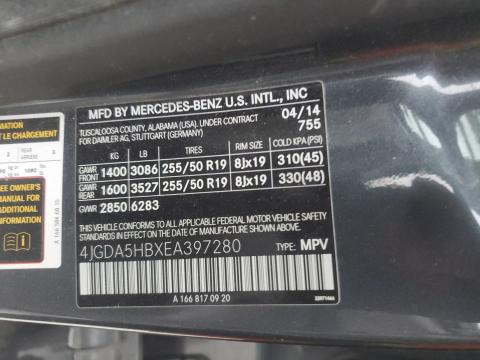 2014 MERCEDES-BENZ ML 350 4MA - 4JGDA5HBXEA397280