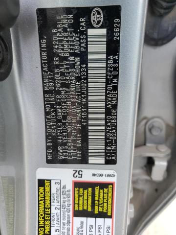 2018 TOYOTA CAMRY L #3291436166