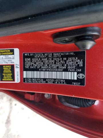 2012 TOYOTA CAMRY BASE #3291219957