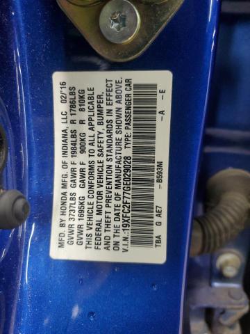 2016 HONDA CIVIC EX - 19XFC2F77GE029028