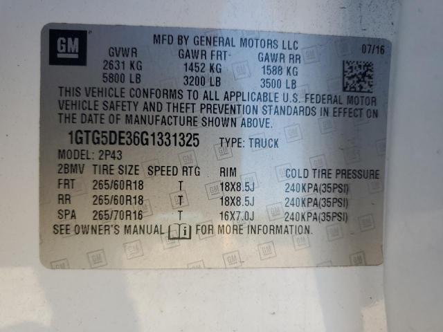 2016 GMC CANYON SLT 1GTG5DE36G1331325