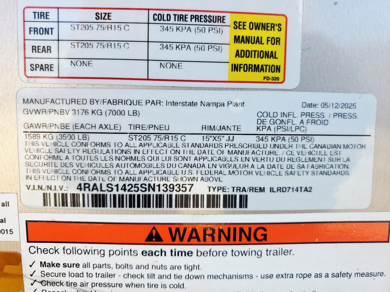 Lot #3257201217 2025 INTERSTATE UNKNOWN