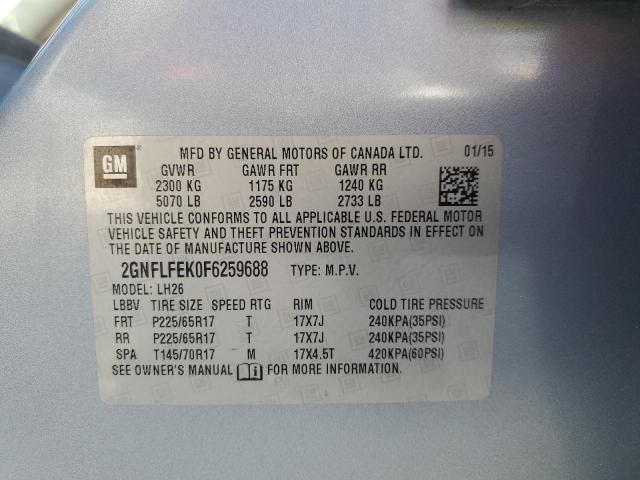 2015 CHEVROLET EQUINOX LT - 2GNFLFEK0F6259688