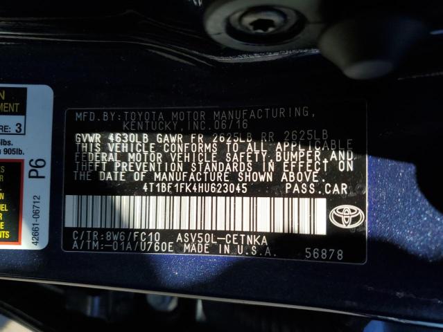 2017 TOYOTA CAMRY LE 4T1BF1FK4HU623045