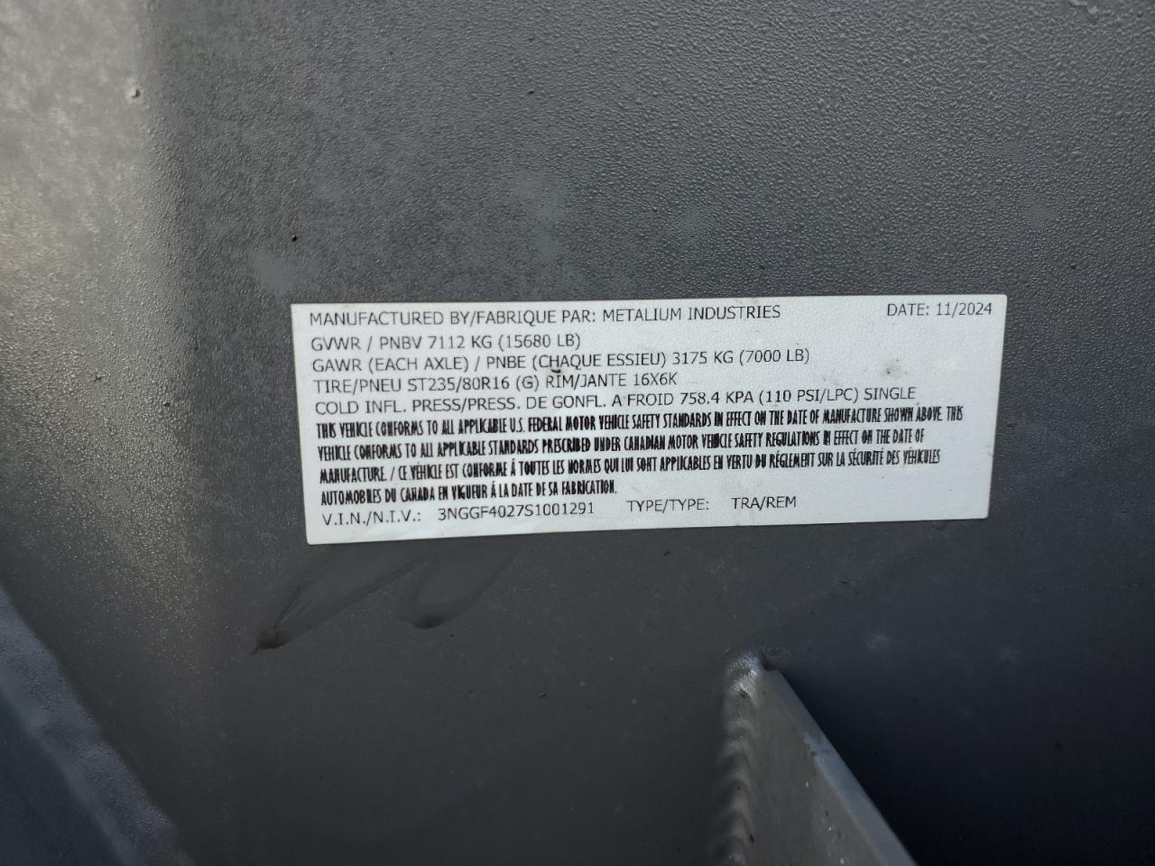 Lot #3275496714 2025 METALIUM UNKNOWN