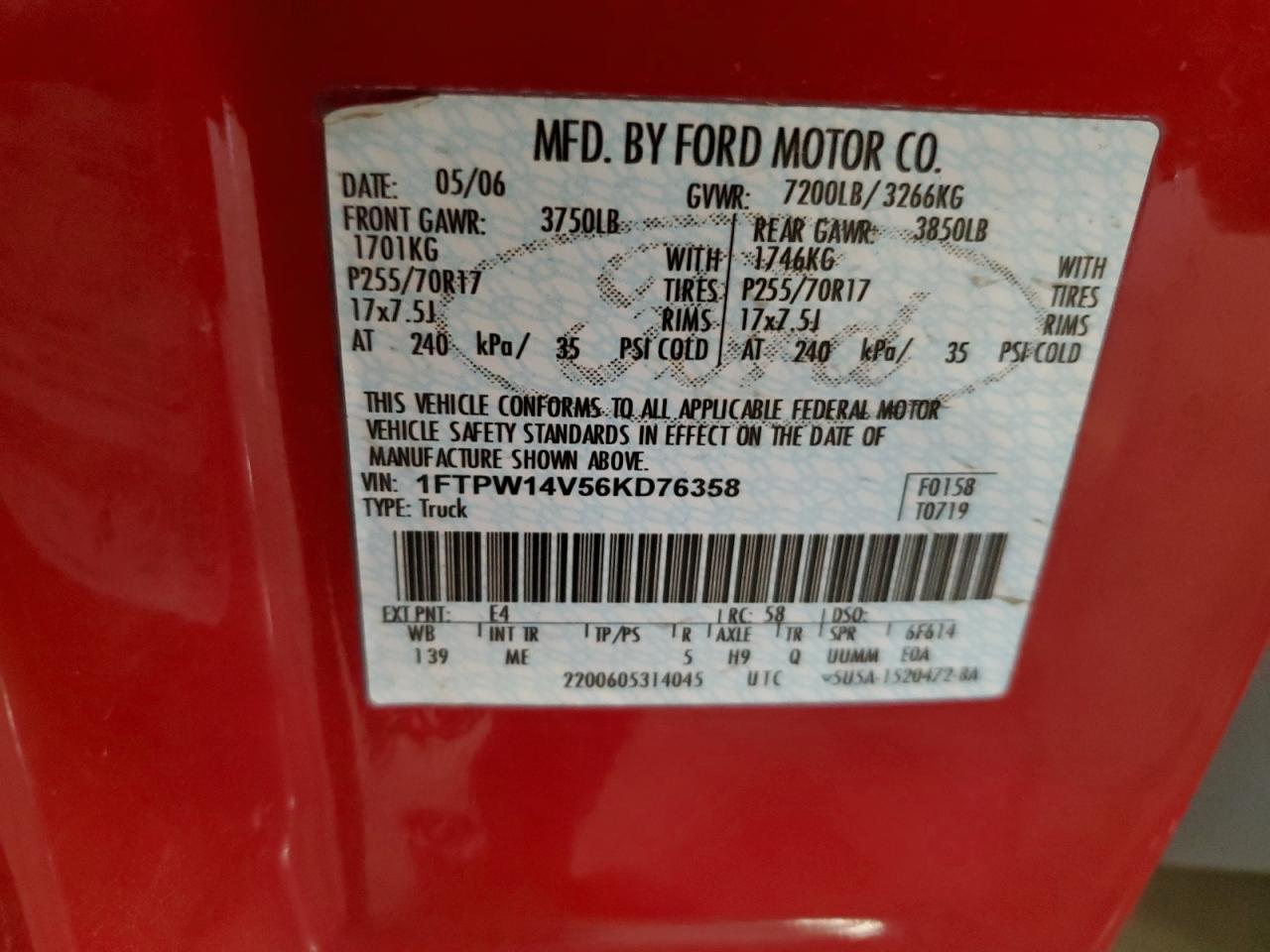 Lot #3282517873 2006 FORD F150 SUPER