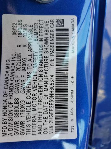 2022 HONDA CIVIC SPOR #3304752944