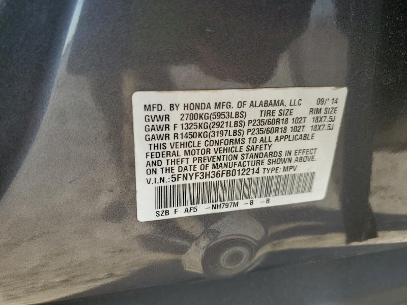 2015 HONDA PILOT SE - 5FNYF3H36FB012214